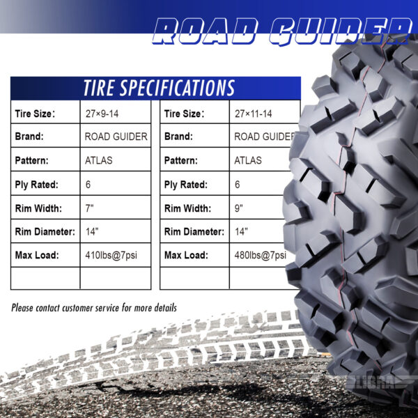 10319-10320 27x9-14 27x11-14 ATV tires set 4 specifications