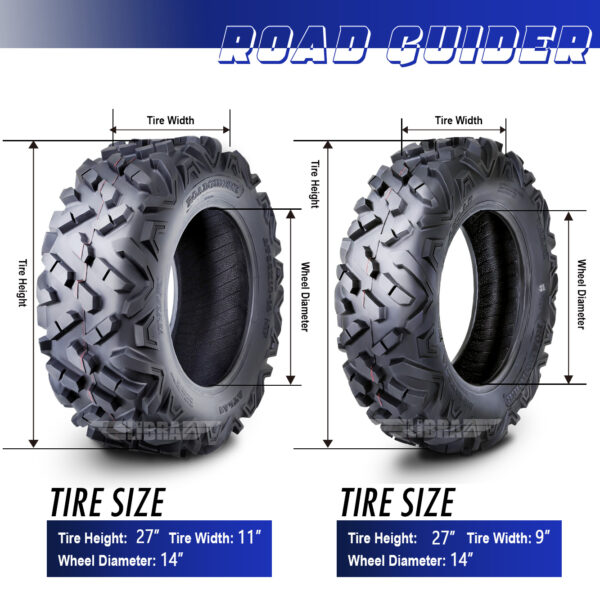10319-10320 27x9-14 27x11-14 ATV tires set 4 measurement