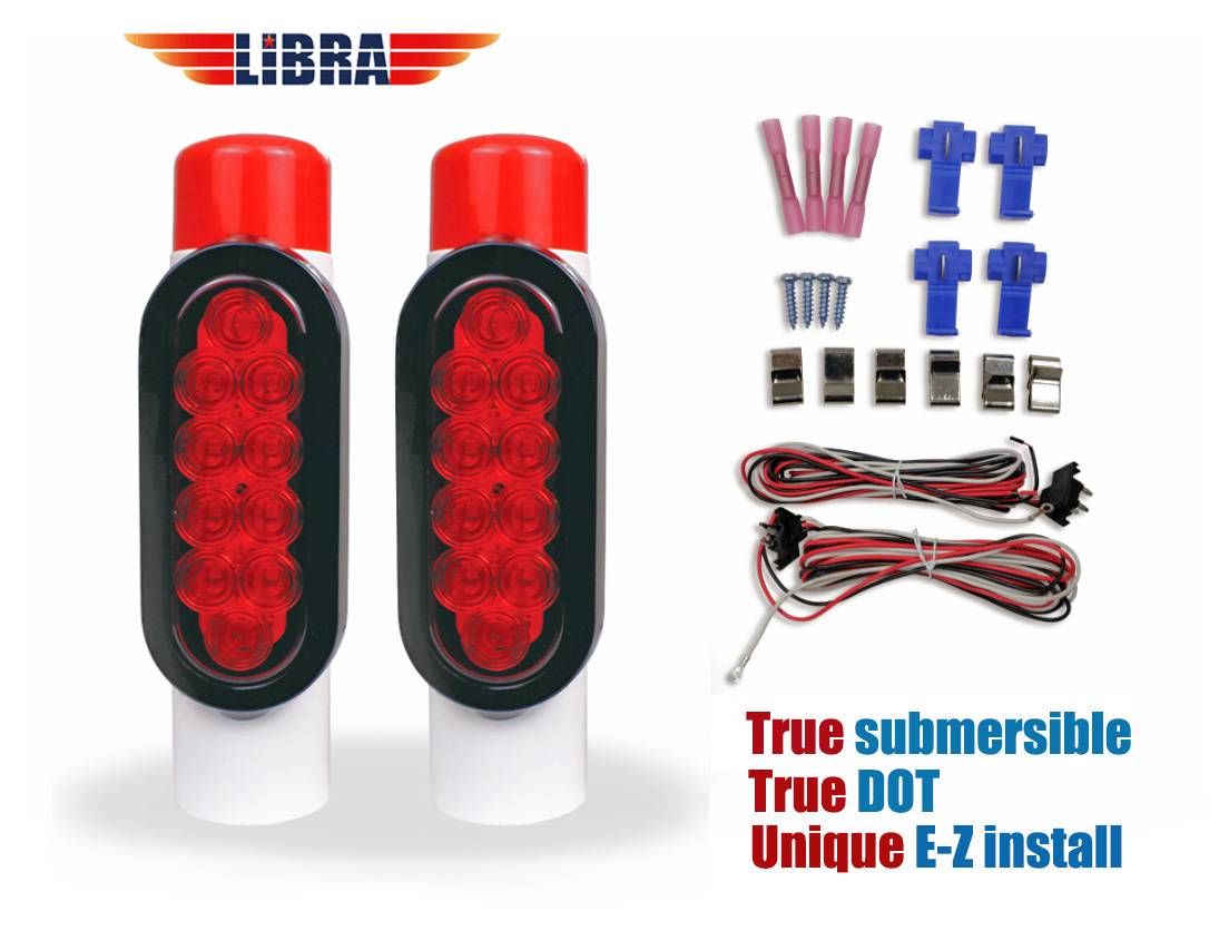 LIBRA Boat Trailer Guide On Post Pipe Guide LED Light Set Submersible DOT  EZ Install 24057