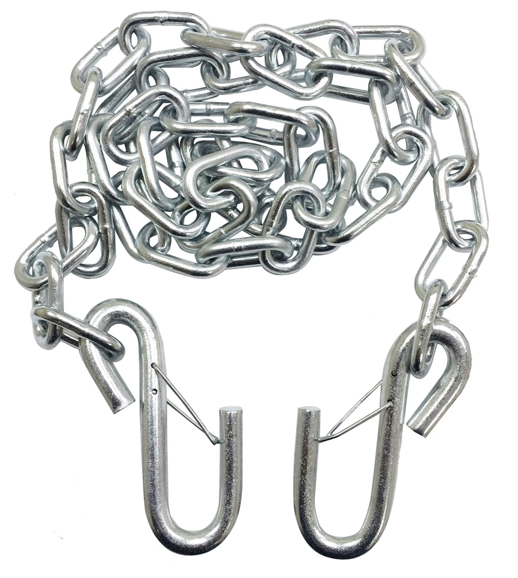 TOWKING One New 1/4 x 48 Grade 30 Trailer Safety Chain w/ 2 S Hooks & Safety Latches - 25002