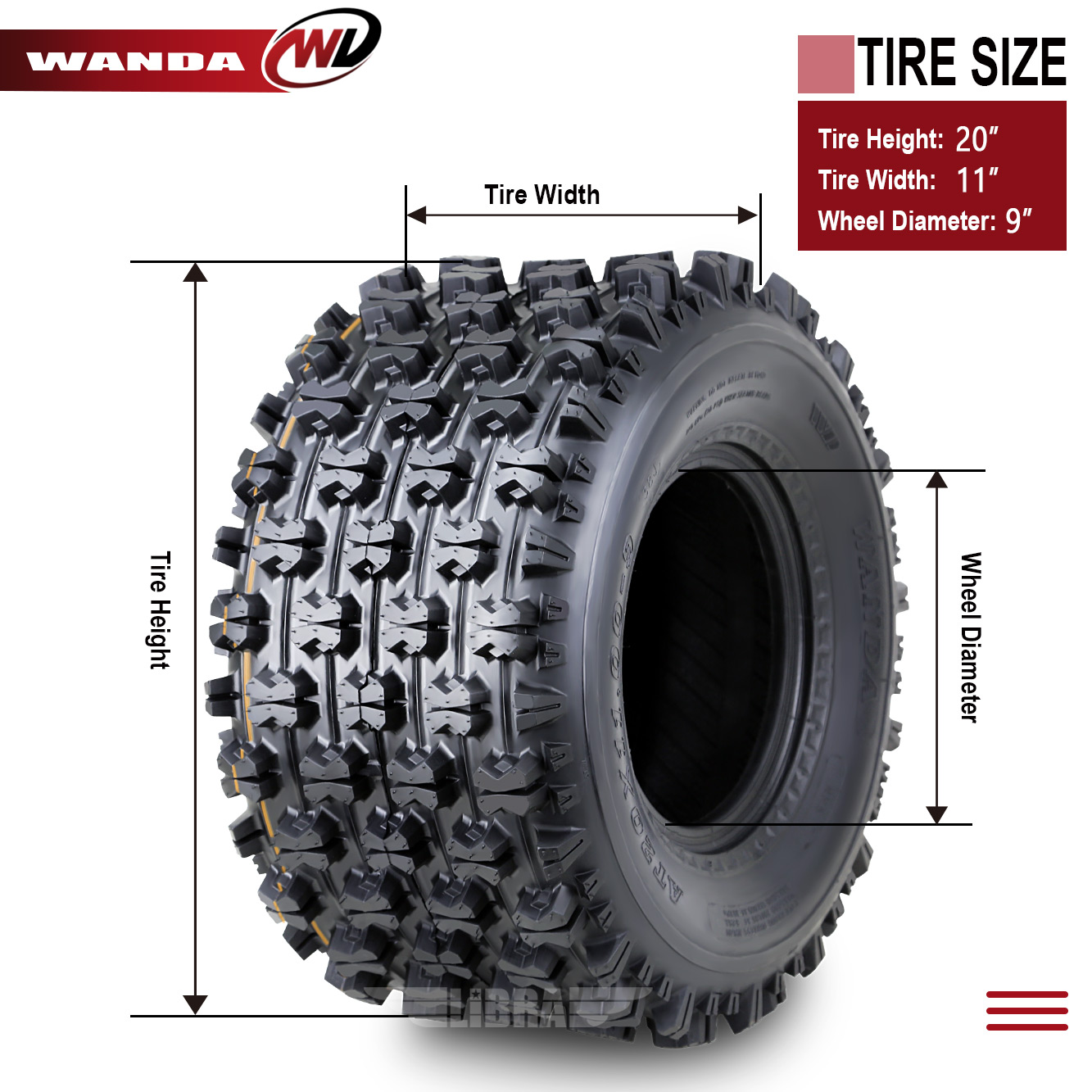 20x11-9 20x11x9 ATV Rear Tire Set KYMCO Mongoose 250 270 300 GNCC