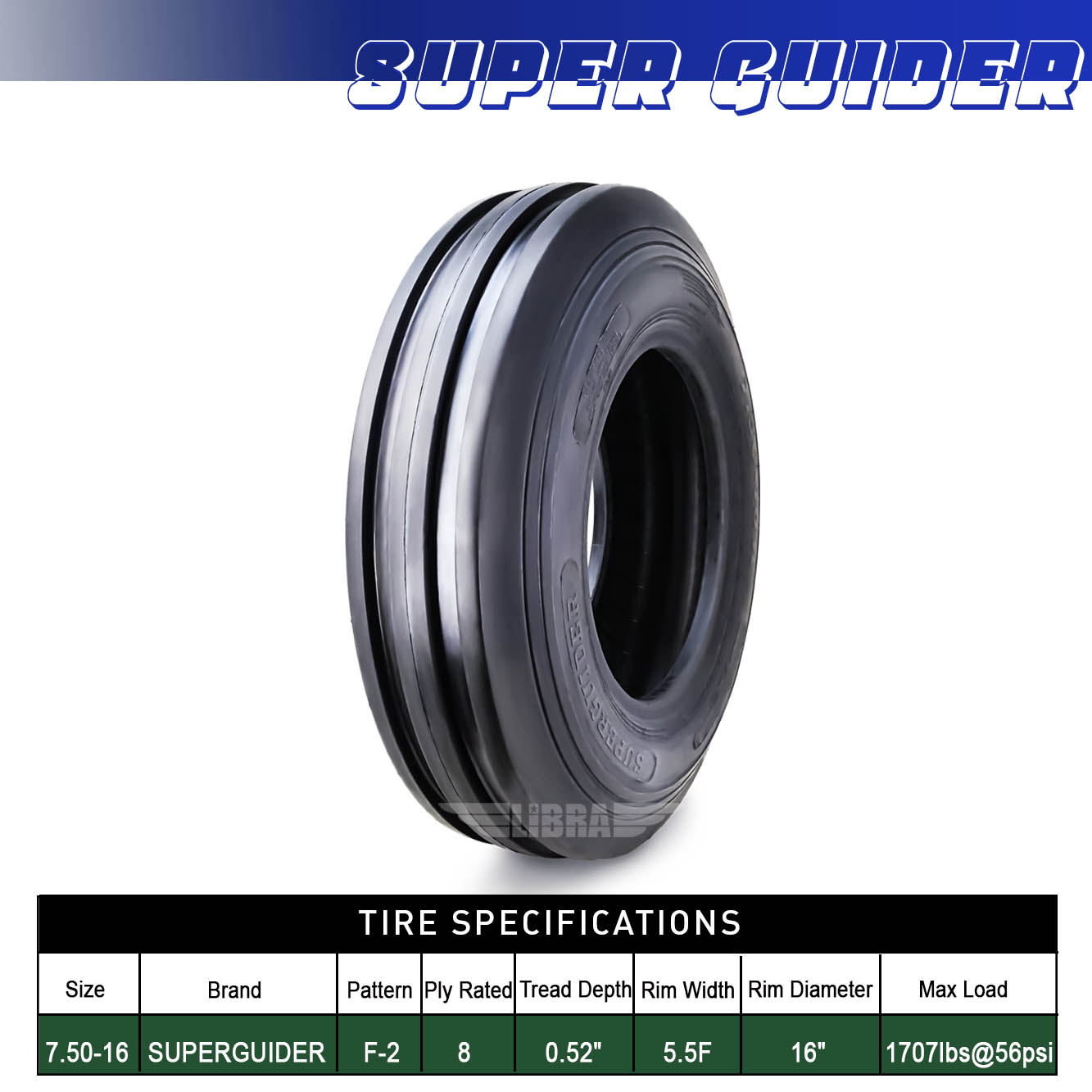 thumbnail image 2 of 2x SuperGuider 10-16.5 12 Ply Skid Steer Tires – Bobcat – Load Range B W/ Rim Guard 2 of 5