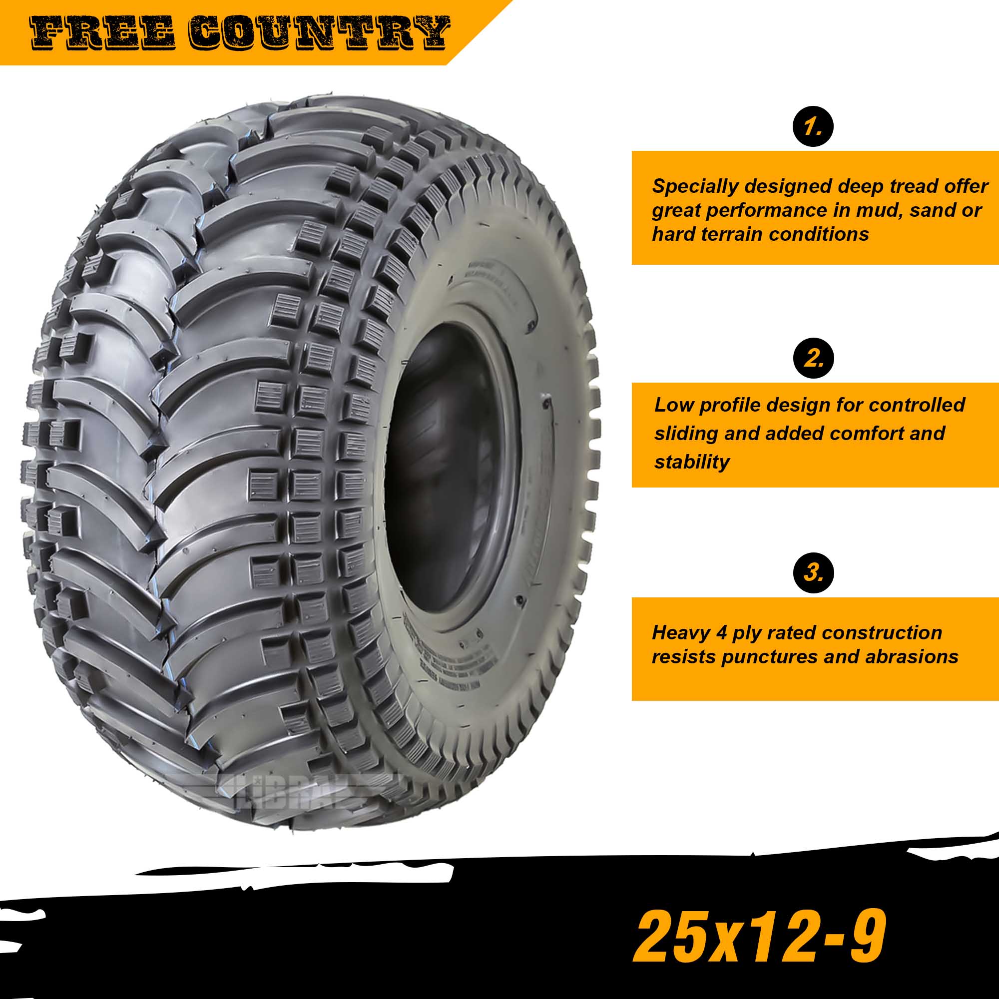 Ocelot P318Q ATV/UTV Tire - 25x12-9 - 4 Ply - Load Index 56