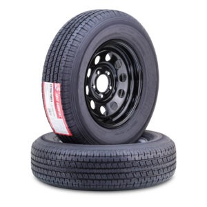 Set 2 Trailer Tire on Rims ST205/75D14 Load Range C 5 Lug 14 White